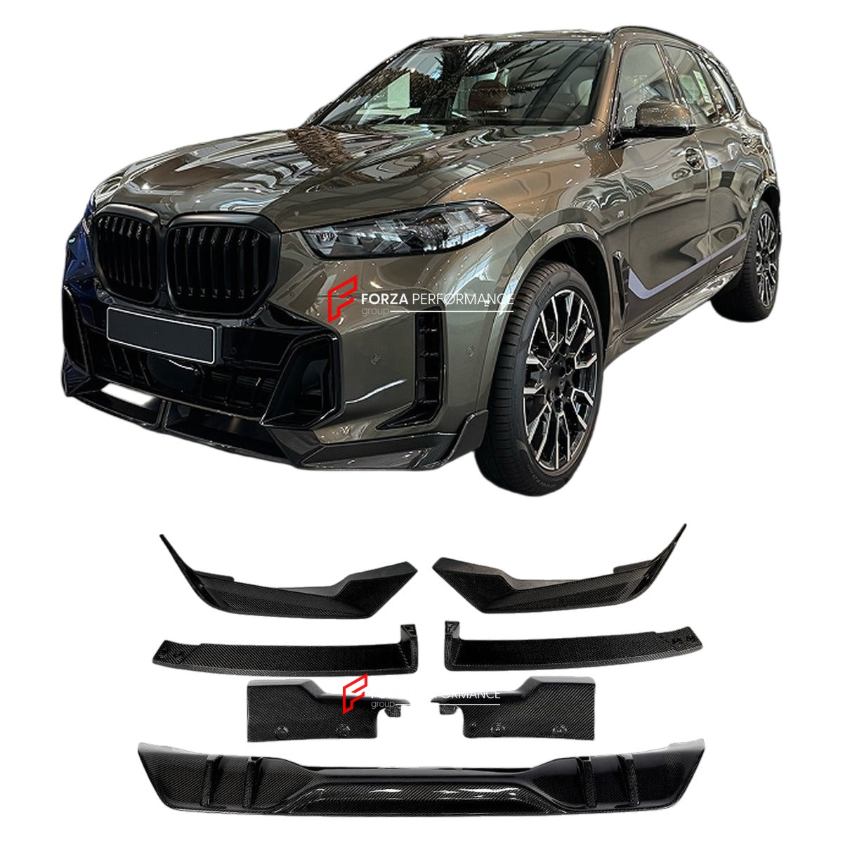 CARBON FIBER BODY KIT for BMW X5 G05 LCI 2024+ FORZA PERFORMANCE Custom Fit
Set includes:

Front Lip
Rear Diffuser
Material: Carbon Fiber

NOTE: Professional installation is required.

Why “Contact Us for Pricing”?
We don’t display fixed prices because our goal is to offer you the most competitive deal possible. Product costs often decrease over time, and by requesting a quote, you’ll receive our most up-to-date price on market.

SECURED PAYMENT METHODS
PayPal (+4.4% fee)
Visa / Mastercard / American Expres