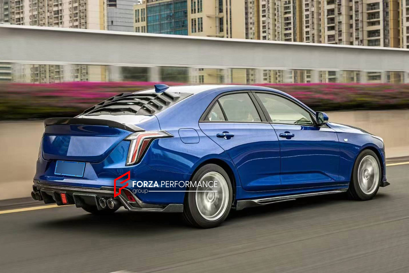CARBON FIBER BODY KIT FOR CADILLAC CT4 2020+  Set includes:    Front Lip Front Hood/Bonet Side Skirts Rear Diffuser Rear Spoiler