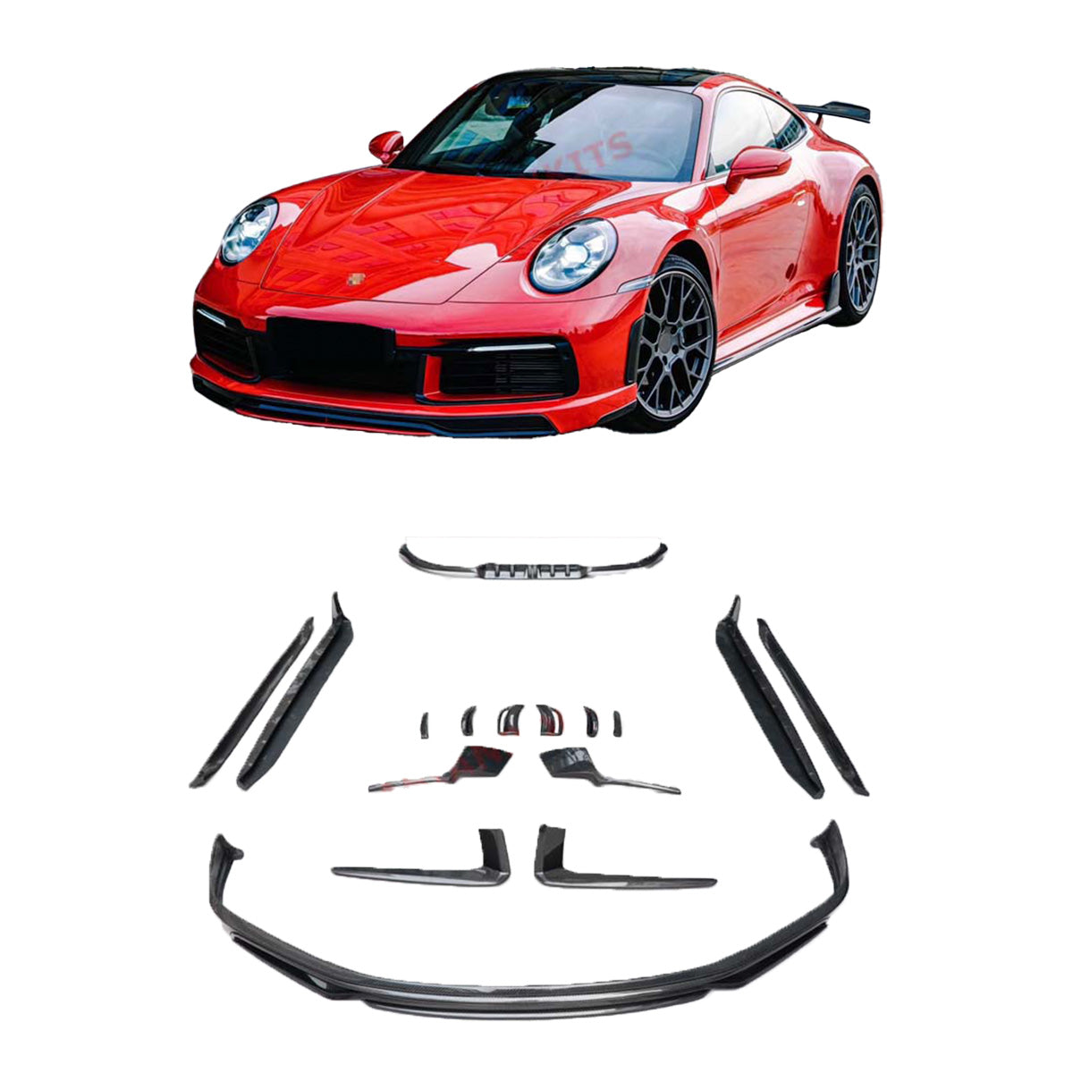 CARBON FIBER BODY KIT for PORSCHE 911 992.1 CARRERA S 2019 - 2025
Set includes:
Front Lip
Side Skirts
Rear Diffuser
Material: Carbon Fiber