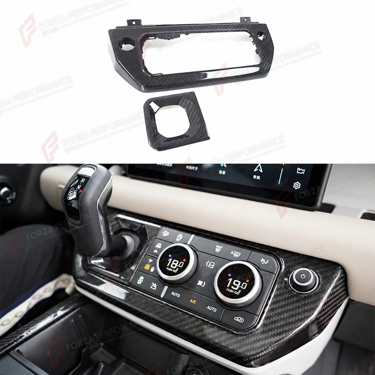 CARBON FIBER CENTER CONSOLE COVER for LAND ROVER DEFENDER 90 110 130 L663 2020+
Set includes:

Center Console Cover
Material: Carbon Fiber

NOTE: Professional installation is required.