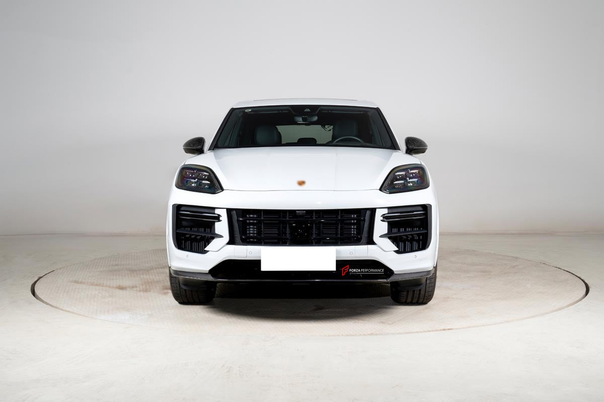 CARBON FIBER FRONT LIP for PORSCHE CAYENNE E3 9Y 2023+ Forza Performance Custom fit
Set includes:

Front Lip
Material: Carbon Fiber

NOTE: Professional installation is required.