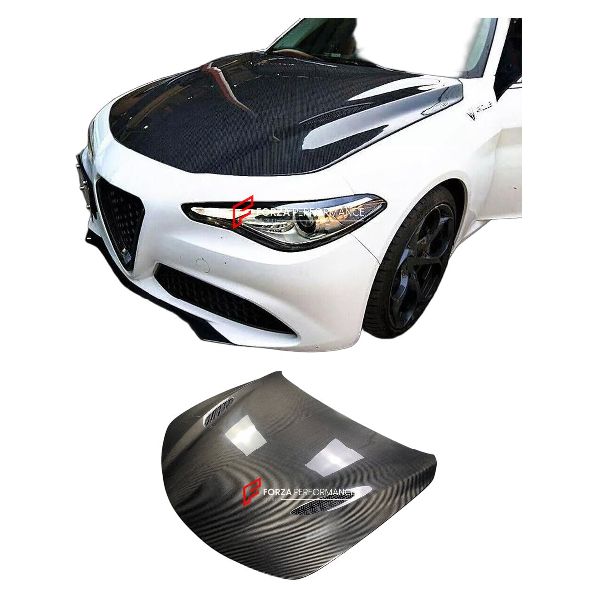 CARBON FIBER HOOD BONNET for ALFA ROMEO GIULIA 2017 - 2020 FORZA PERFORMANCE Custom Fit
Set includes:

Hood Bonnet
Material: Carbon Fiber

NOTE: Professional installation is required.

Why “Contact Us for Pricing”?
We don’t display fixed prices because our goal is to offer you the most competitive deal possible. Product costs often decrease over time, and by requesting a quote, you’ll receive our most up-to-date price on market.

SECURED PAYMENT METHODS
PayPal (+4.4% fee)
Visa / Mastercard / American Expres