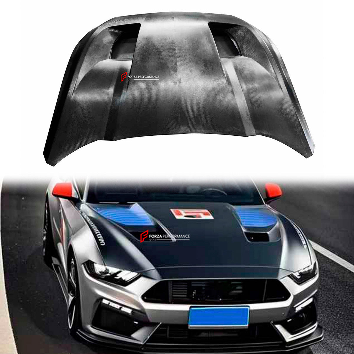 CARBON FIBER HOOD BONNET for FORD MUSTANG S550 FACELIFT 2024+

Set includes:

Hood / Bonnet
Material: Real carbon fiber

Note: Professional installation is required. All hinges, brackets, locks must be reused from the factory hood