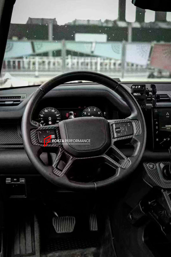 DRY CARBON FIBER INTERIOR TRIM KIT COVERS for LAND ROVER DEFENDER L663 2020+
Set includes:
Steering wheel trim cover
Door handle trim covers (3pcs)
Сenter dashboard covers ( We have for LHD and RHD)
Center console trim cover
Material:Carbon Fiber
Note: Professional installation is required
dry carbon fiber interior trim kit, Land Rover Defender L663 interior trim, 2020+ Defender carbon fiber covers, premium carbon fiber trim kit, Land Rover Defender interior upgrade, rugged carbon fiber trim, Defender L663 