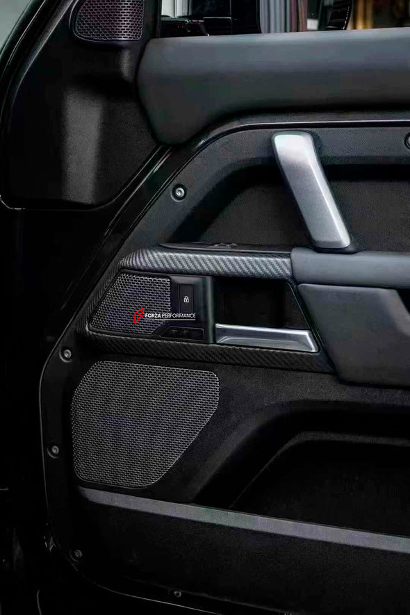 DRY CARBON FIBER INTERIOR TRIM KIT COVERS for LAND ROVER DEFENDER L663 2020+
Set includes:
Steering wheel trim cover
Door handle trim covers (3pcs)
Сenter dashboard covers ( We have for LHD and RHD)
Center console trim cover
Material:Carbon Fiber
Note: Professional installation is required
dry carbon fiber interior trim kit, Land Rover Defender L663 interior trim, 2020+ Defender carbon fiber covers, premium carbon fiber trim kit, Land Rover Defender interior upgrade, rugged carbon fiber trim, Defender L663 