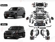 CARBON FIBER OCTA STYLE BODY KIT for LAND ROVER DEFENDER 90 110 130 L663 2020+
Set includes:

Front Bumper
Front Grille
Front Lower Grille
Front Splitter
Fender Flares
Fender Vent Covers
Wheel Arch Liners
Side Skirt Trims
Rear Bumper
Rear Skid Plate
Material: Carbon Fiber

NOTE: Professional installation is required.