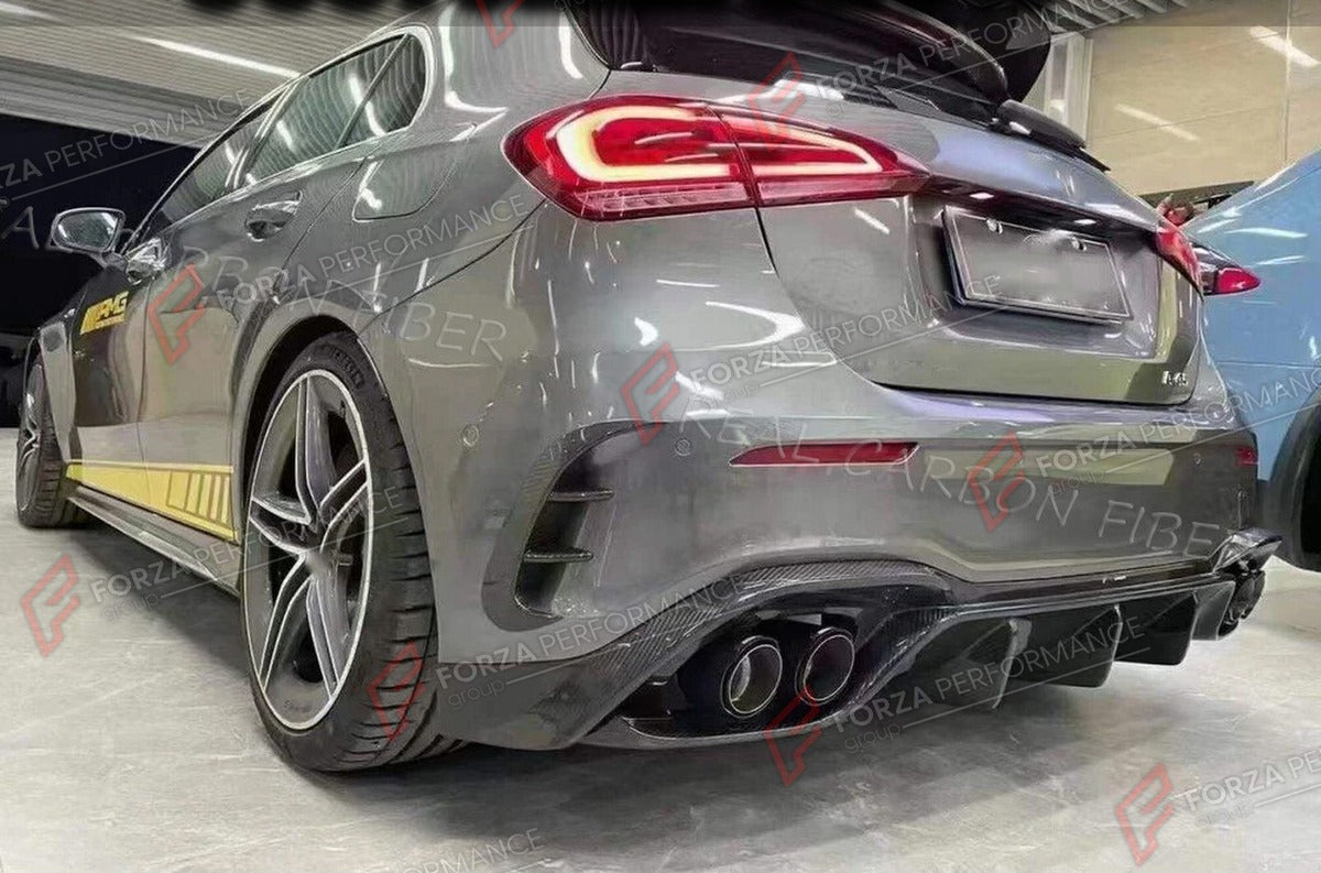 CARBON FIBER REAR CANARDS for MERCEDES BENZ A CLASS W177 A35 A45 2019+ FORZA PERFORMANCE Custom Fit
Set includes:

Rear Canards
Material: Carbon Fiber

NOTE: Professional installation is required.

Why “Contact Us for Pricing”?
We don’t display fixed prices because our goal is to offer you the most competitive deal possible. Product costs often decrease over time, and by requesting a quote, you’ll receive our most up-to-date price on market.

SECURED PAYMENT METHODS
PayPal (+4.4% fee)
Visa / Mastercard / Am