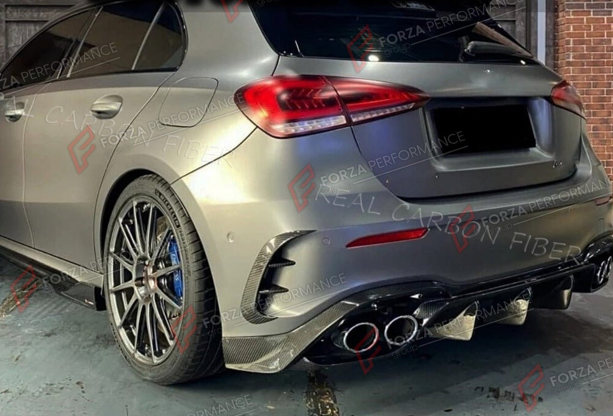 CARBON FIBER REAR CANARDS for MERCEDES BENZ A CLASS W177 A35 A45 2019+ FORZA PERFORMANCE Custom Fit
Set includes:

Rear Canards
Material: Carbon Fiber

NOTE: Professional installation is required.

Why “Contact Us for Pricing”?
We don’t display fixed prices because our goal is to offer you the most competitive deal possible. Product costs often decrease over time, and by requesting a quote, you’ll receive our most up-to-date price on market.

SECURED PAYMENT METHODS
PayPal (+4.4% fee)
Visa / Mastercard / Am
