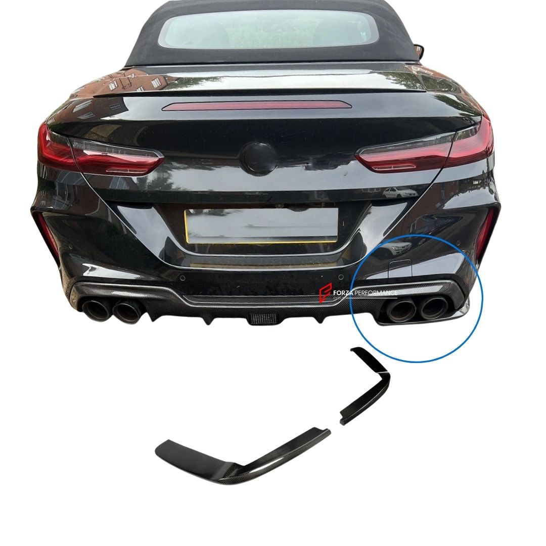 CARBON FIBER REAR DIFFUSER CANARDS for BMW M8 F91 F92 2019 - 2022 FORZA PERFORMANCE Custom Fit
Set includes:

Rear Diffuser Canards
Material: Carbon Fiber

NOTE: Professional installation is required.

Why “Contact Us for Pricing”?
We don’t display fixed prices because our goal is to offer you the most competitive deal possible. Product costs often decrease over time, and by requesting a quote, you’ll receive our most up-to-date price on market.

SECURED PAYMENT METHODS
PayPal (+4.4% fee)
Visa / Mastercard 