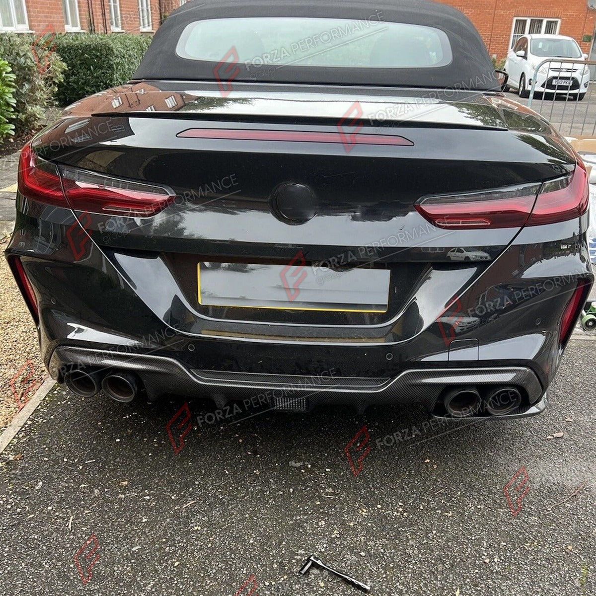 CARBON FIBER REAR DIFFUSER CANARDS for BMW M8 F91 F92 2019 - 2022 FORZA PERFORMANCE Custom Fit
Set includes:

Rear Diffuser Canards
Material: Carbon Fiber

NOTE: Professional installation is required.

Why “Contact Us for Pricing”?
We don’t display fixed prices because our goal is to offer you the most competitive deal possible. Product costs often decrease over time, and by requesting a quote, you’ll receive our most up-to-date price on market.

SECURED PAYMENT METHODS
PayPal (+4.4% fee)
Visa / Mastercard 
