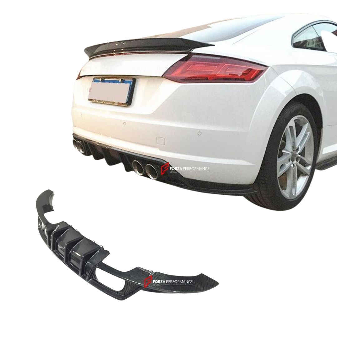 CARBON FIBER REAR DIFFUSER for AUDI TT MK3 BASE 2015 - 2017 FORZA PERFORMANCE Custom Fit
Set includes:

Rear Diffuser
Material: Carbon Fiber

NOTE: Professional installation is required.

Why “Contact Us for Pricing”?
We don’t display fixed prices because our goal is to offer you the most competitive deal possible. Product costs often decrease over time, and by requesting a quote, you’ll receive our most up-to-date price on market.

SECURED PAYMENT METHODS
PayPal (+4.4% fee)
Visa / Mastercard / American Exp