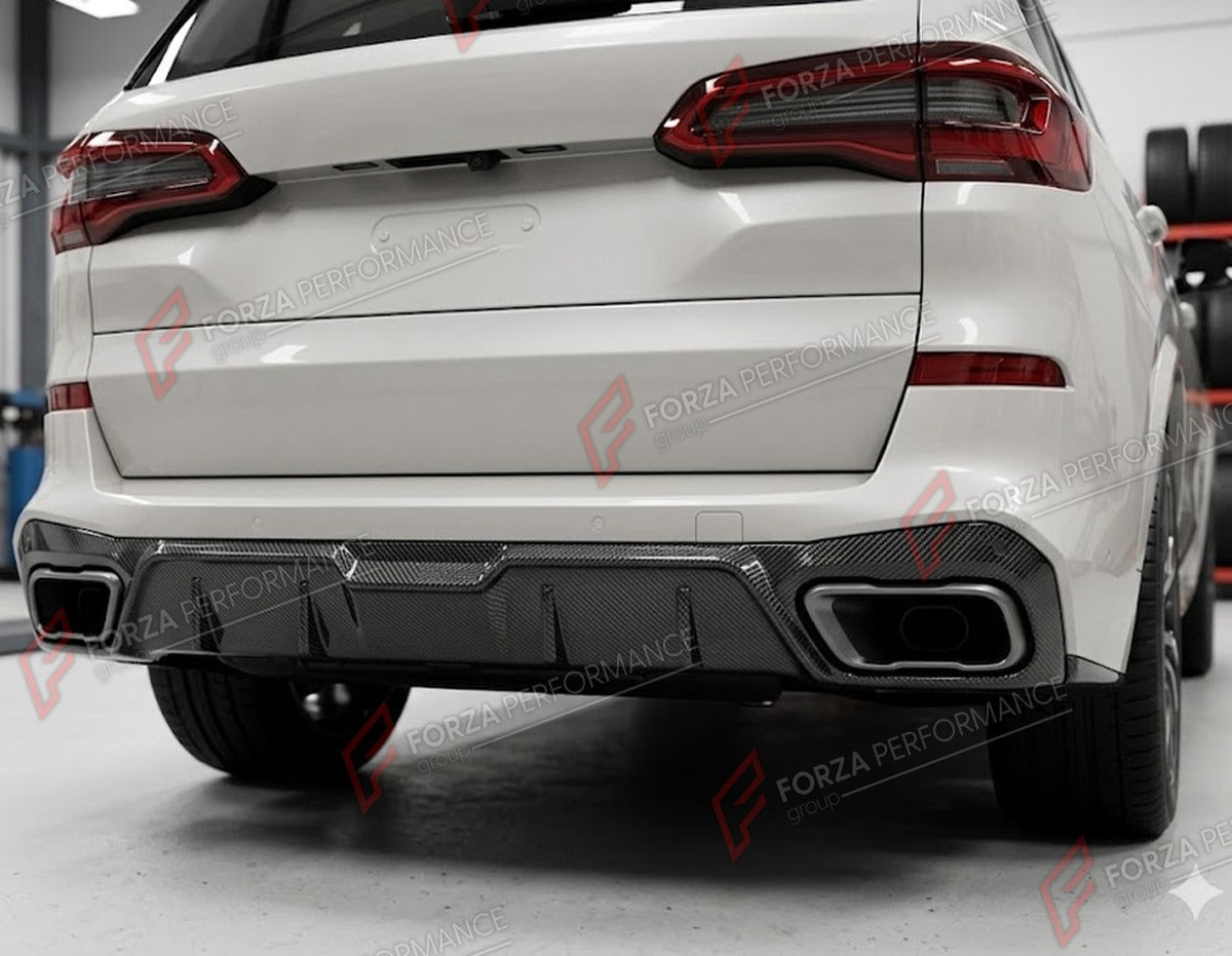 CARBON FIBER REAR DIFFUSER for BMW X5 G05 LCI M SPORT 2019+ FORZA PERFORMANCE Custom Fit
Set includes:

Rear Diffuser
Material: Carbon Fiber

NOTE: Professional installation is required.

Why “Contact Us for Pricing”?
We don’t display fixed prices because our goal is to offer you the most competitive deal possible. Product costs often decrease over time, and by requesting a quote, you’ll receive our most up-to-date price on market.

SECURED PAYMENT METHODS
PayPal (+4.4% fee)
Visa / Mastercard / American Exp