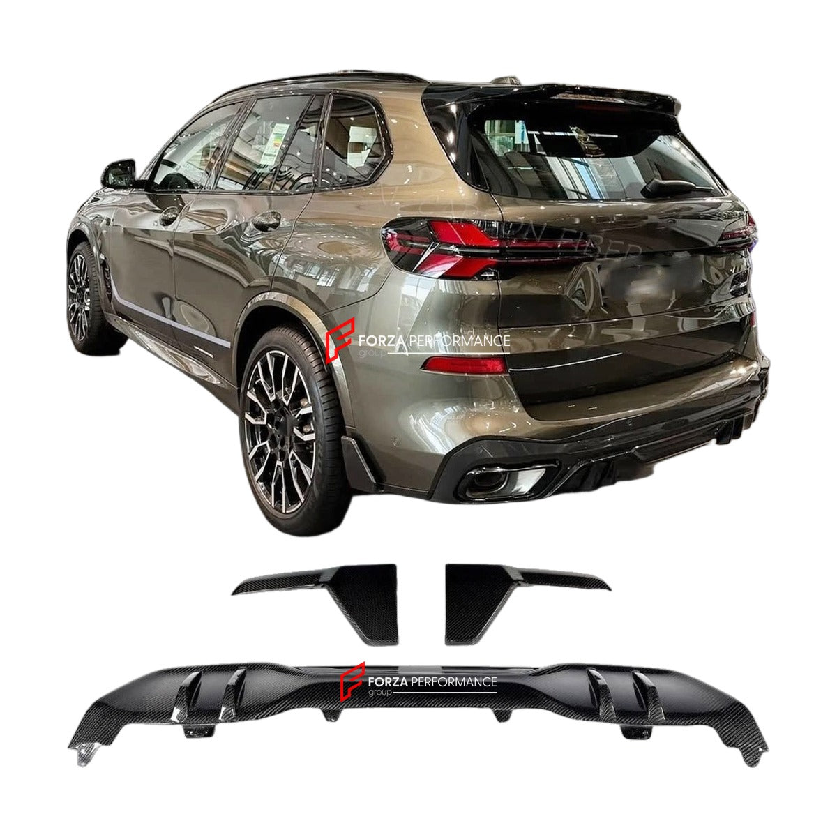 CARBON FIBER REAR DIFFUSER for BMW X5 G05 M SPORT LCI 2024+ FORZA PERFORMANCE Custom Fit
Set includes:

Rear Diffuser
Rear Splitter
Material: Carbon Fiber

NOTE: Professional installation is required.

Why “Contact Us for Pricing”?
We don’t display fixed prices because our goal is to offer you the most competitive deal possible. Product costs often decrease over time, and by requesting a quote, you’ll receive our most up-to-date price on market.

SECURED PAYMENT METHODS
PayPal (+4.4% fee)
Visa / Mastercard 