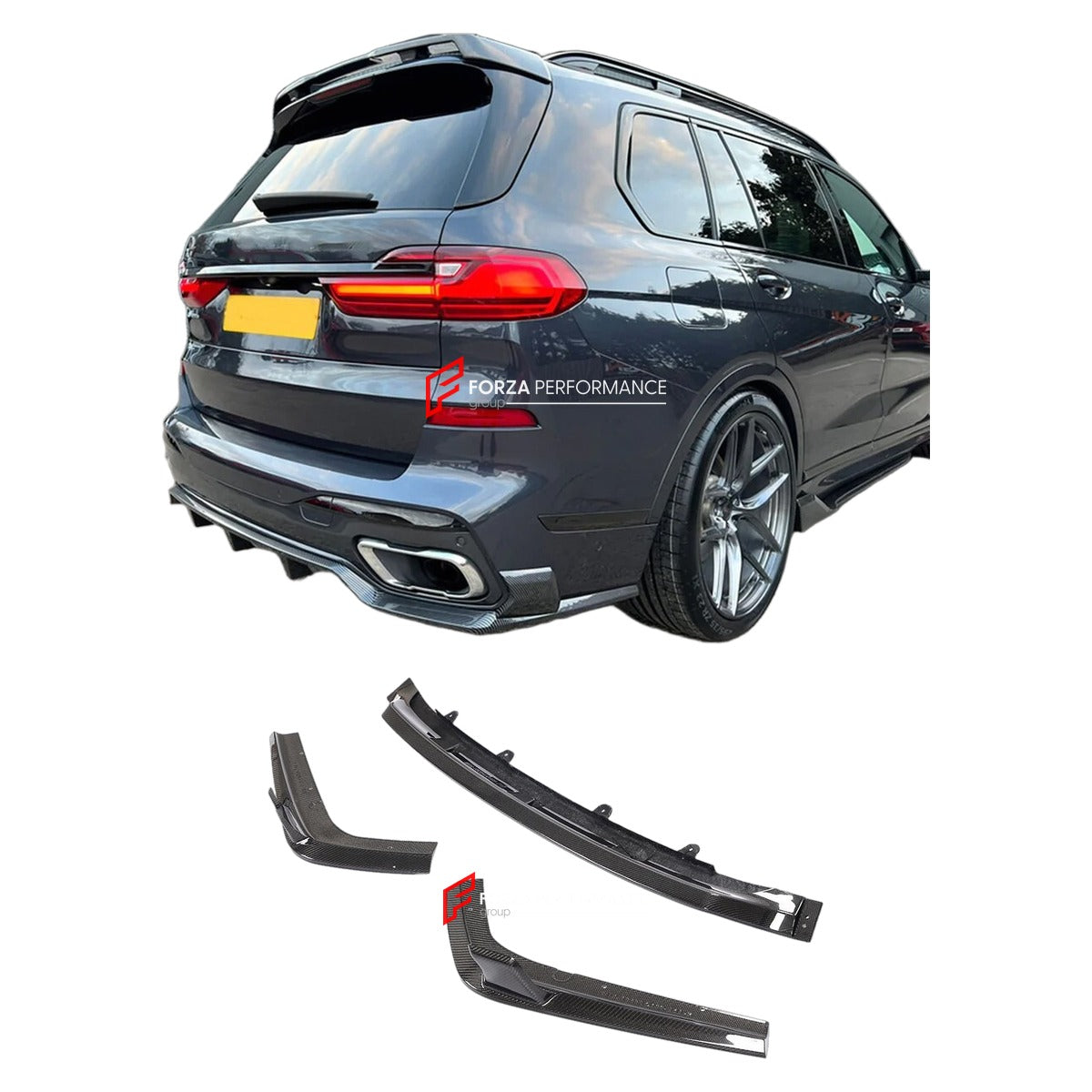 CARBON FIBER REAR DIFFUSER for BMW X7 G07 M SPORT 2019 - 2022 FORZA PERFORMANCE Custom Fit
Set includes:

Rear Diffuser
Material: Carbon Fiber

NOTE: Professional installation is required.

Why “Contact Us for Pricing”?
We don’t display fixed prices because our goal is to offer you the most competitive deal possible. Product costs often decrease over time, and by requesting a quote, you’ll receive our most up-to-date price on market.

SECURED PAYMENT METHODS
PayPal (+4.4% fee)
Visa / Mastercard / American E