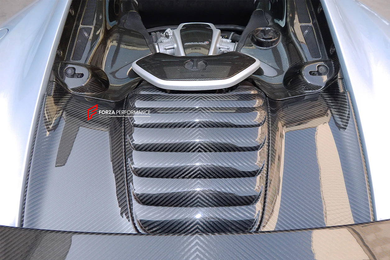 エンジンカバー マクラーレン650S MP4-12C 2PCS/セットOENスタイルのドライカーボンエンジンパネルトリムカバー Dry carbon engine panel trim cover P1 フードエンジンカバー マクラーレン MP4-12C 650S 540C 570S 600Lt