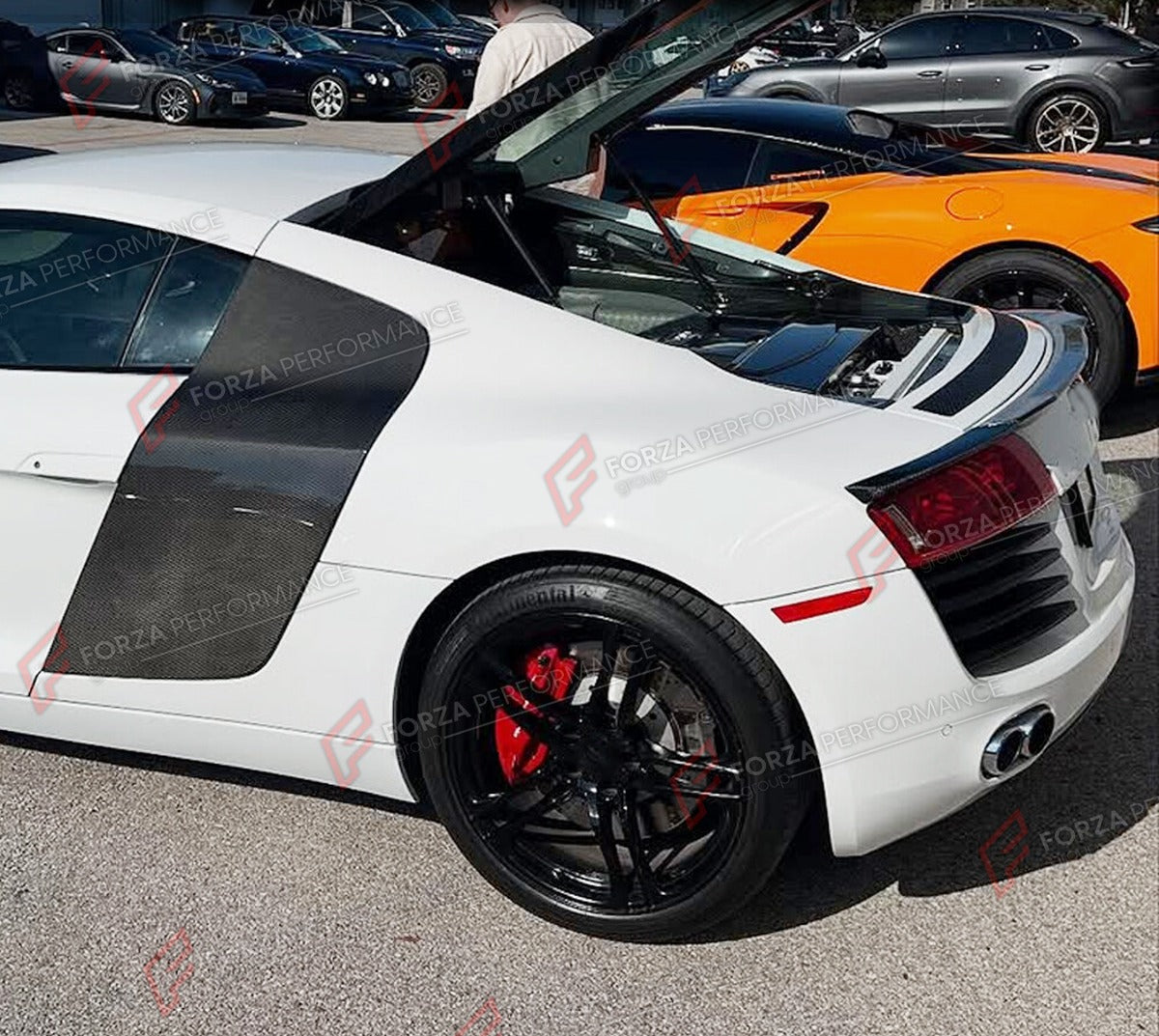 CARBON FIBER REAR SPOILER for AUDI R8 V8 V10 COUPE 2008 - 2015 FORZA PERFORMANCE Custom Fit
Set includes:

Rear Spoiler
Material: Carbon Fiber

NOTE: Professional installation is required.

Why “Contact Us for Pricing”?
We don’t display fixed prices because our goal is to offer you the most competitive deal possible. Product costs often decrease over time, and by requesting a quote, you’ll receive our most up-to-date price on market.

SECURED PAYMENT METHODS
PayPal (+4.4% fee)
Visa / Mastercard / American E