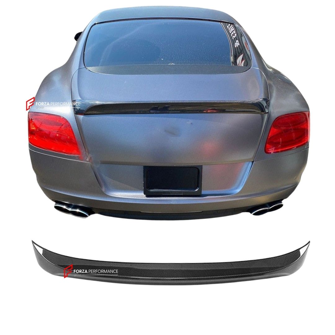 CARBON FIBER REAR SPOILER for BENTLEY CONTINENTAL GT COUPE 2012 - 2014 FORZA PERFORMANCE Custom Fit
Set includes:

Rear Spoiler
Material: Carbon Fiber

NOTE: Professional installation is required.

Why “Contact Us for Pricing”?
We don’t display fixed prices because our goal is to offer you the most competitive deal possible. Product costs often decrease over time, and by requesting a quote, you’ll receive our most up-to-date price on market.

SECURED PAYMENT METHODS
PayPal (+4.4% fee)
Visa / Mastercard / Am