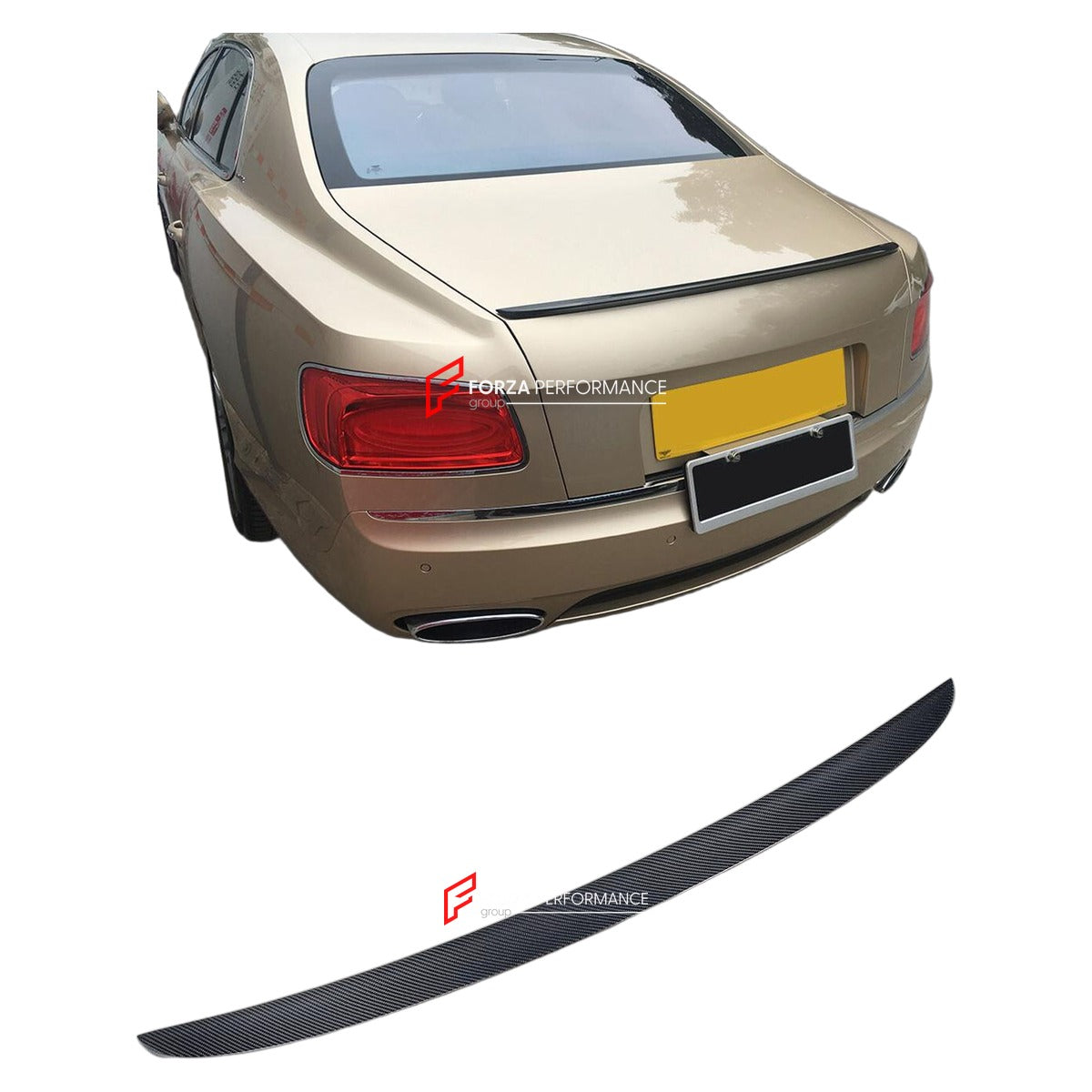 CARBON FIBER REAR SPOILER for BENTLEY FLYING SPUR W12 2013 - 2019 FORZA PERFORMANCE Custom Fit
Set includes:

Rear Spoiler
Material: Carbon Fiber

NOTE: Professional installation is required.

Why “Contact Us for Pricing”?
We don’t display fixed prices because our goal is to offer you the most competitive deal possible. Product costs often decrease over time, and by requesting a quote, you’ll receive our most up-to-date price on market.

SECURED PAYMENT METHODS
PayPal (+4.4% fee)
Visa / Mastercard / America