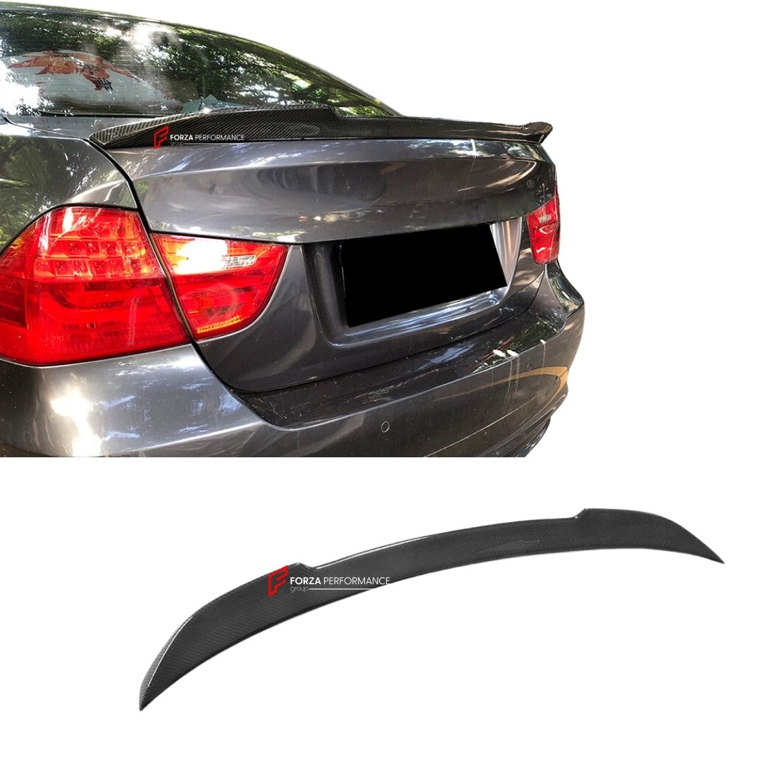 CARBON FIBER REAR SPOILER for BMW 3 SERIES E90 320I 325I 328I 330I M3 2005 - 2012 FORZA PERFORMANCE Custom Fit
Set includes:

Rear Spoiler
Material: Carbon Fiber

NOTE: Professional installation is required.

Why “Contact Us for Pricing”?
We don’t display fixed prices because our goal is to offer you the most competitive deal possible. Product costs often decrease over time, and by requesting a quote, you’ll receive our most up-to-date price on market.

SECURED PAYMENT METHODS
PayPal (+4.4% fee)
Visa / Mast