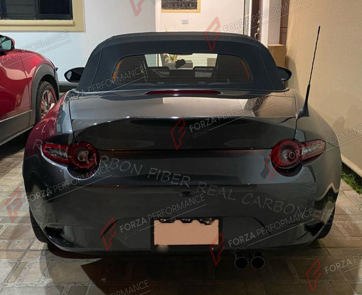 CARBON FIBER REAR SPOILER for MAZDA MX 5 MIATA ND 2016 - 2024 FORZA PERFORMANCE Custom Fit
Set includes:

Rear Spoiler
Material: Carbon Fiber

NOTE: Professional installation is required.

Why “Contact Us for Pricing”?
We don’t display fixed prices because our goal is to offer you the most competitive deal possible. Product costs often decrease over time, and by requesting a quote, you’ll receive our most up-to-date price on market.

SECURED PAYMENT METHODS
PayPal (+4.4% fee)
Visa / Mastercard / American Ex