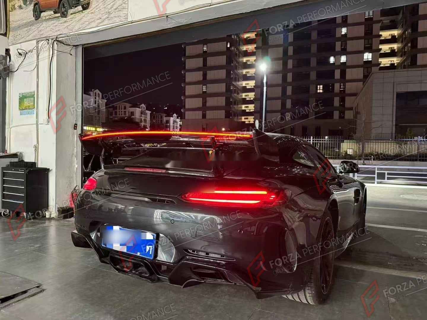 CARBON FIBER REAR SPOILER WING with LED for MERCEDES BENZ AMG GT GTS GTC GTR C190 2015 - 2021 Forza Performance custom fit buy carbon fiber rear spoiler wing with led
