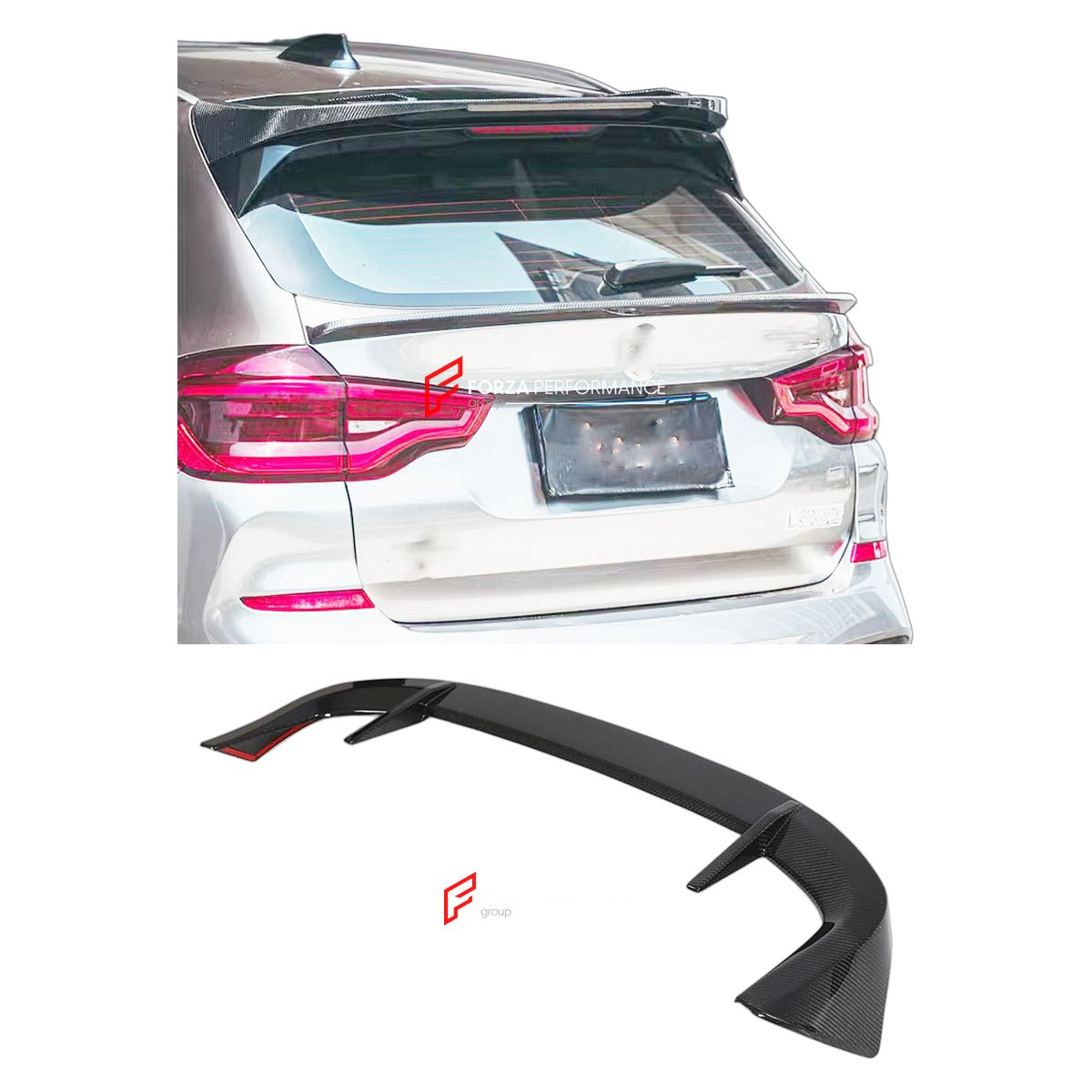 CARBON FIBER ROOF SPOILER for BMW X3 F97 G01 G08 M SPORT 2019 - 2023 FORZA PERFORMANCE Custom Fit
Set includes:

Roof Spoiler
Material: Carbon Fiber

NOTE: Professional installation is required.

Why “Contact Us for Pricing”?
We don’t display fixed prices because our goal is to offer you the most competitive deal possible. Product costs often decrease over time, and by requesting a quote, you’ll receive our most up-to-date price on market.

SECURED PAYMENT METHODS
PayPal (+4.4% fee)
Visa / Mastercard / Amer
