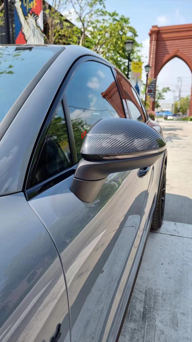 CARBON FIBER SIDE MIRROR COVERS for PORSCHE CAYENNE E3 9Y 2023+ Forza Performance Custom fit
Set includes:

Side Mirror Covers (LHD left hand drive only)
Material: Carbon Fiber

NOTE: Professional installation is required.