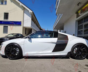 CARBON FIBER SIDE SKIRTS for AUDI R8 V8 V10 2008 - 2015 FORZA PERFORMANCE Custom Fit
Set includes:

Side Skirts
Material: Carbon Fiber

NOTE: Professional installation is required.

Why “Contact Us for Pricing”?
We don’t display fixed prices because our goal is to offer you the most competitive deal possible. Product costs often decrease over time, and by requesting a quote, you’ll receive our most up-to-date price on market.

SECURED PAYMENT METHODS
PayPal (+4.4% fee)
Visa / Mastercard / American Express (