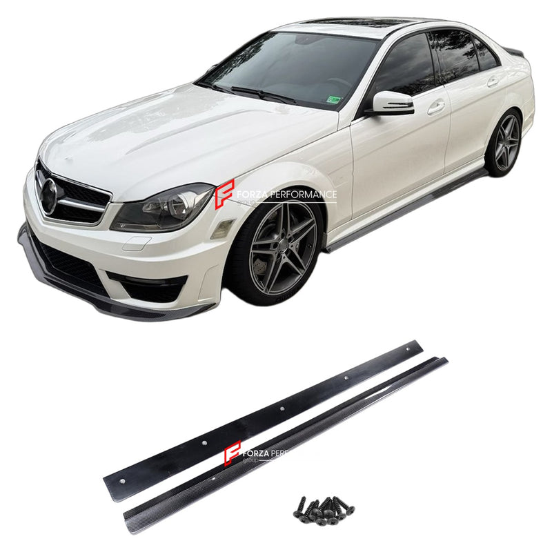 CARBON FIBER SIDE SKIRTS for MERCEDES BENZ C CLASS W204 C63 2008 - 2014