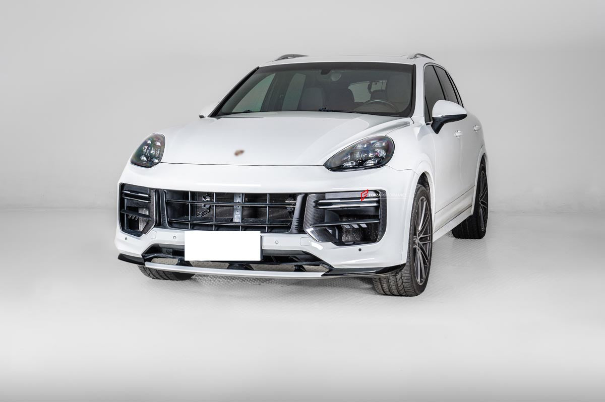 CARBON FIBER TURBO GT STYLE FRONT GRILLE FRAME for PORSCHE CAYENNE E3 9Y 2023+ Forza Performance Custom fit
Set includes:

Front Grille Frame
Material: Carbon Fiber

NOTE: Professional installation is required.