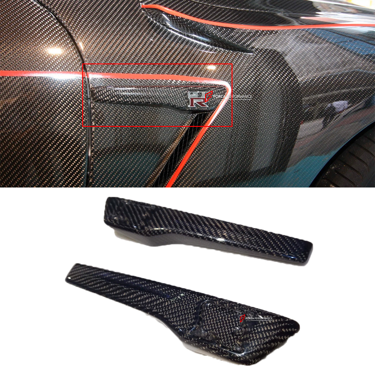 CARBON FRONT FENDER TRIMS for NISSAN GTR R35 2016 - 2023
Set includes:

Front Fender Trims
Material: Carbon Fiber

NOTE: Professional installation is required

Why “Contact Us for Pricing”?
We don’t display fixed prices because our goal is to offer you the most competitive deal possible. Product costs often decrease over time, and by requesting a quote, you’ll receive our most up-to-date price on market.

SECURED PAYMENT METHODS 
PayPal (+4.4% fee)
Visa / Mastercard / American Express (through PayPal)
Bank 