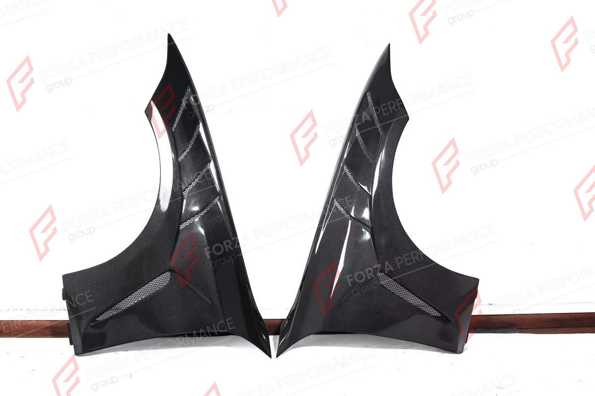 CARBON FRONT FENDERS for BMW 3 SERIES G20 G28 2019+ FORZA PERFORMANCE custom fit AE Design Style

Set includes:
Front Fenders

Material: Carbon

NOTE: Professional installation is required.