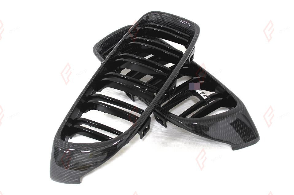 CARBON FRONT GRILLE DUAL SLATS for BMW 4 SERIES F32 F33 F36 2014 - 2020
Set includes:

Front Grille
Material: Carbon

NOTE: Professional installation is required.