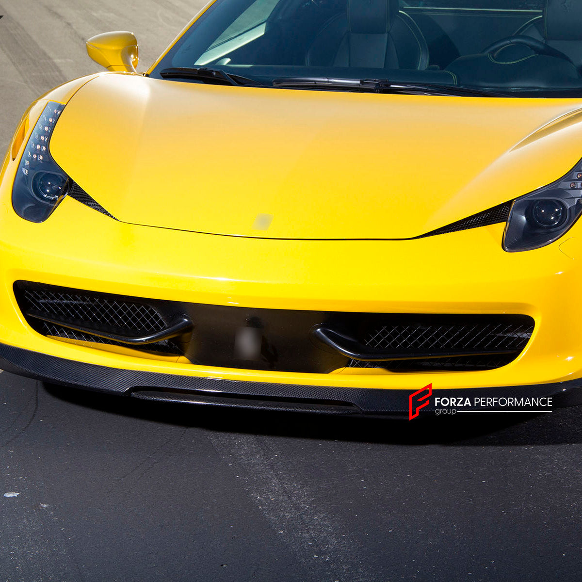 CARBON Front Lip for Ferrari 458 Coupe 2011 - 2013
Set includes:

Front Lip
Material: Carbon

NOTE: Professional installation is required.