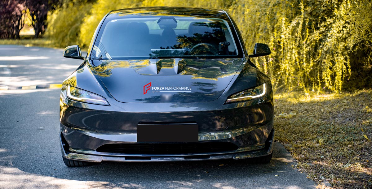 Carbon Front Lip for TESLA MODEL 3 FACELIFT 2023+
Set includes:

Front Lip
Material: Carbon

NOTE: Professional installation is required.