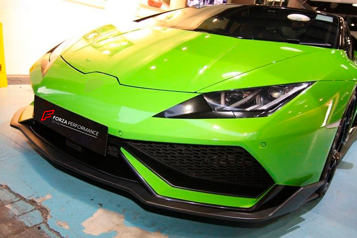 Carbon Front Lip Splitter for Lamborghini Huracan LP610
Set includes:

Front Lip
Material: Carbon

NOTE: Professional installation is required.