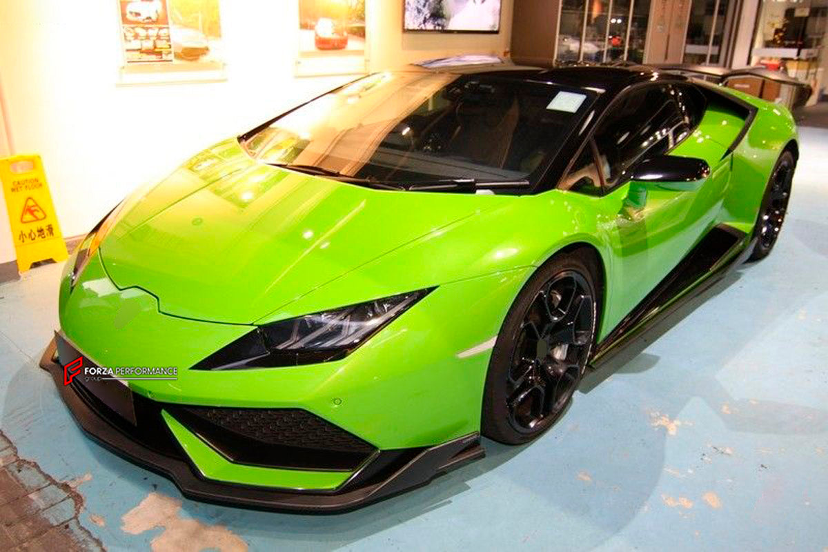 Carbon Front Lip Splitter for Lamborghini Huracan LP610
Set includes:

Front Lip
Material: Carbon

NOTE: Professional installation is required.