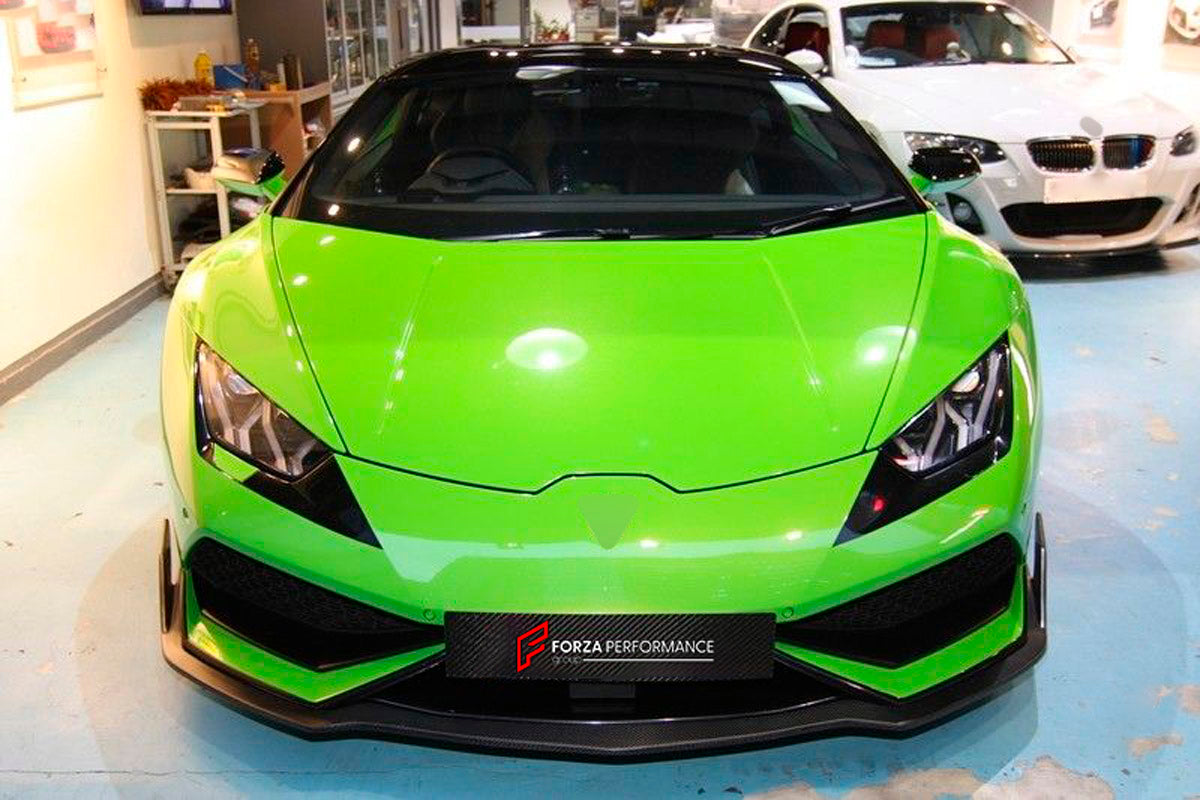 Carbon Front Lip Splitter for Lamborghini Huracan LP610
Set includes:

Front Lip
Material: Carbon

NOTE: Professional installation is required.