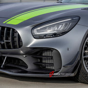 CARBON Front Lip with Front Bumper Canards for Mercedes Benz AMG GTR 2017 - 2021
Set includes:

Front Lip
Front Bumper Canards
Material: Carbon

NOTE: Professional installation is required.