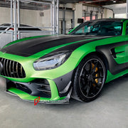 CARBON Front Lip with Front Bumper Canards for Mercedes Benz AMG GTR 2017 - 2021
Set includes:

Front Lip
Front Bumper Canards
Material: Carbon

NOTE: Professional installation is required.