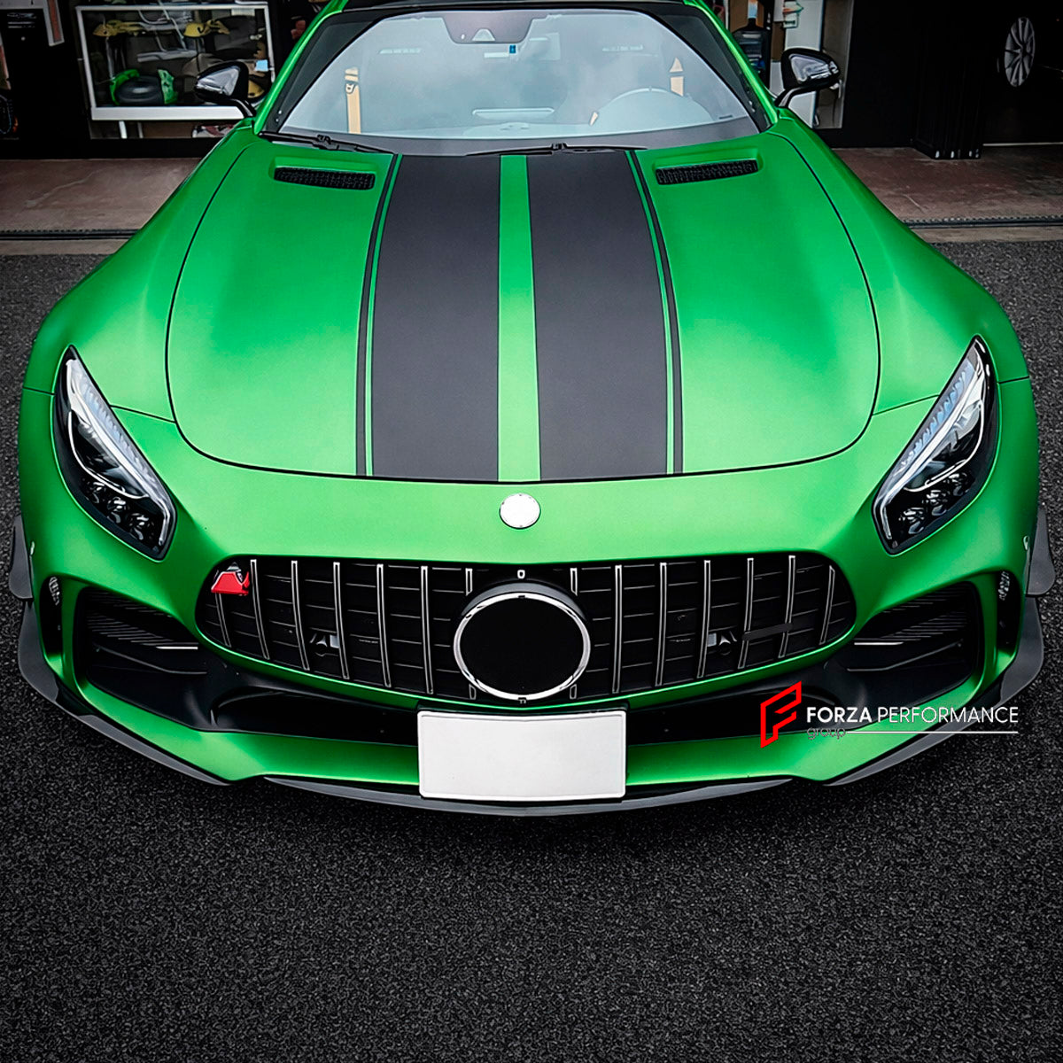 CARBON Front Lip with Front Bumper Canards for Mercedes Benz AMG GTR 2017 - 2021
Set includes:

Front Lip
Front Bumper Canards
Material: Carbon

NOTE: Professional installation is required.