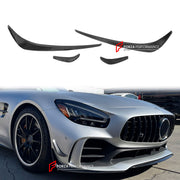 CARBON Front Lip with Front Bumper Canards for Mercedes Benz AMG GTR 2017 - 2021
Set includes:

Front Lip
Front Bumper Canards
Material: Carbon

NOTE: Professional installation is required.
