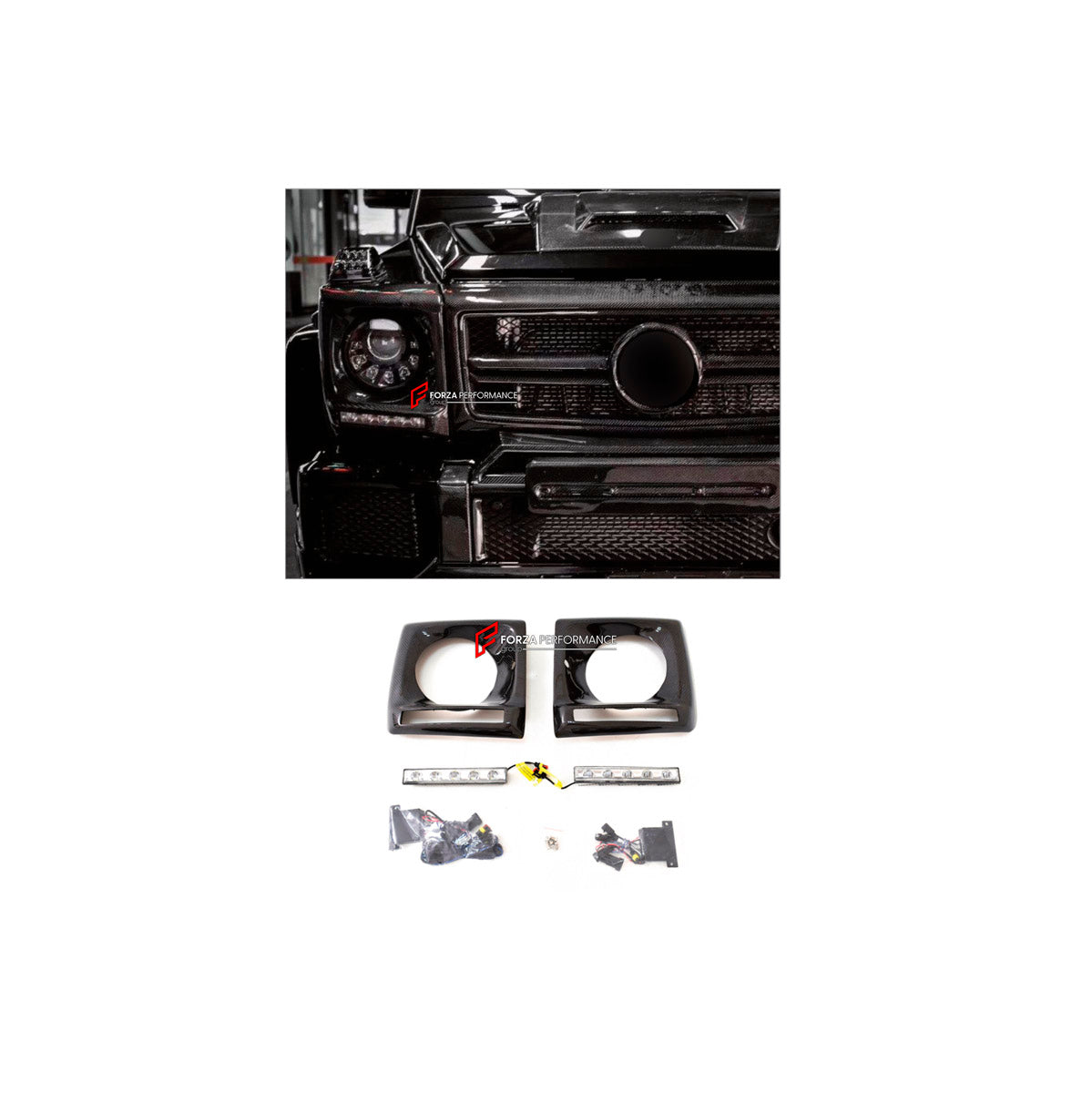 CARBON HEADLIGHT COVERS for MERCEDES-BENZ G-CLASS W463 2008 - 2018

Set includes:
Headlight Covers

Material: Carbon

NOTE: Professional installation is required.