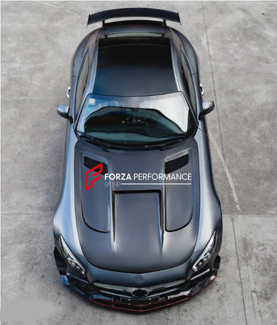 CARBON FIBER HOOD BONNET BLACK SERIES STYLE FOR MERCEDES-BENZ C190 AMG GT/GTS/GTC/GTR