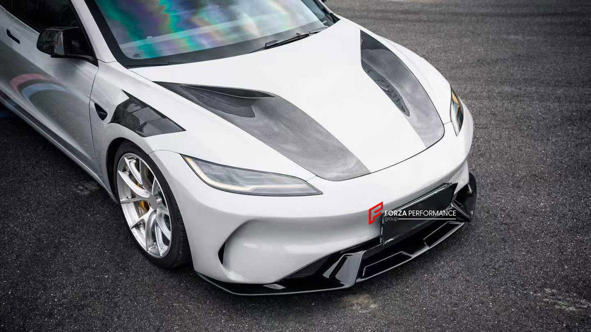 CARBON HOOD BONNET AND FRONT FENDERS for TESLA MODEL 3 FACELIFT HIGHLAND 2023+

Set includes:
Hood Bonnet
Front Fenders

Material: Carbon

NOTE: Professional installation is required.
