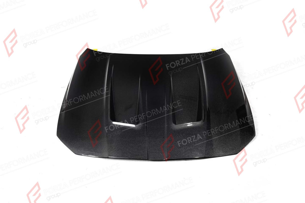 CARBON HOOD BONNET for BMW M3 G80 G81 M4 G82 G83 2020+ FORZA PERFORMANCE custom fit Alpha-N Style

Set includes:
Hood Bonnet

Material: Carbon

NOTE: Professional installation is required.