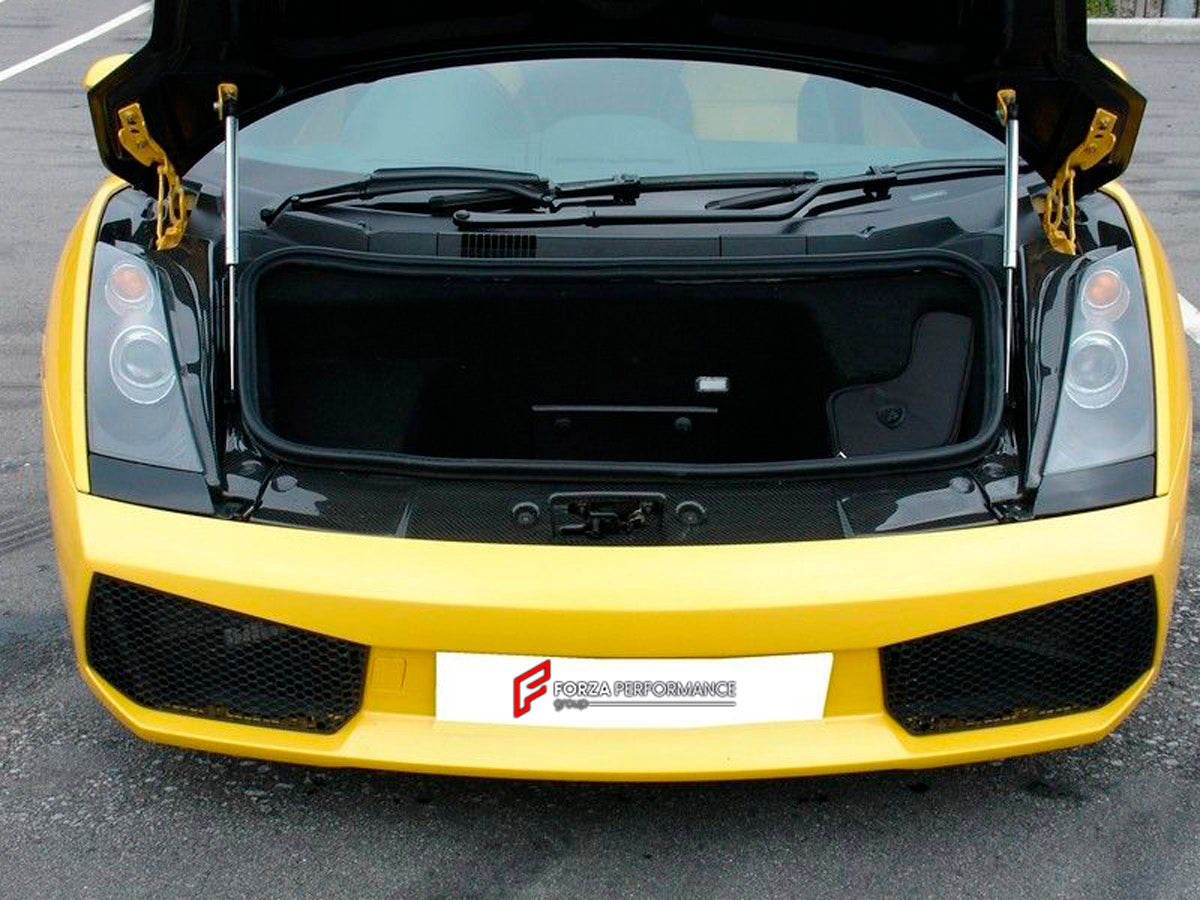 CARBON HOOD BONNET LOCK COVER for Lamborghini Gallardo Coupe 2003 - 2007
Set includes:

Hood Bonnet Lock Cover
Material: Carbon

NOTE: Professional installation is required.