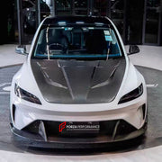 CARBON HOOD BONNET for TESLA MODEL 3 FACELIFT HIGHLAND 2023+ FORZA PERFORMANCE custom fit CMST Style

Set includes:
Hood Bonnet

Material: Carbon

NOTE: Professional installation is required.