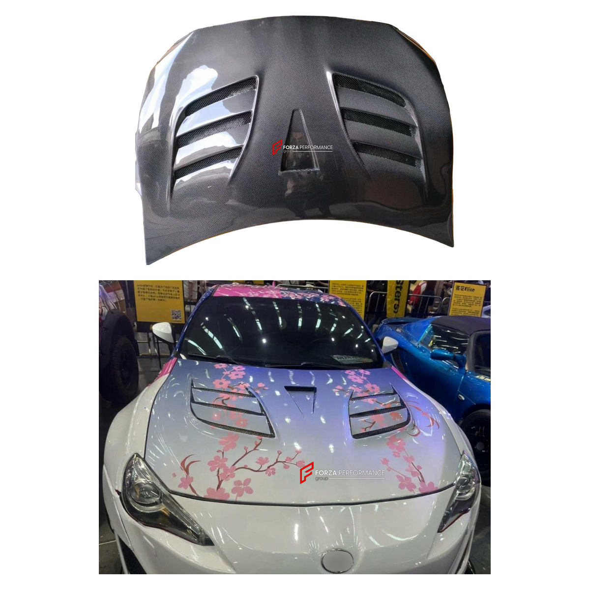 CARBON HOOD BONNET for TOYOTA 86 GT86 ZN6 2012 - 2021 FORZA PERFORMANCE custom fit D Style

Set includes:
Hood Bonnet

Material: Carbon

NOTE: Professional installation is required.