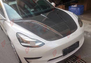 CARBON HOOD COVER SINGLE SIDED for TESLA MODEL 3 2017 - 2023
Set includes:

Hood Cover (single sided)
Material: Carbon + FRP

NOTE: Professional installation is required.